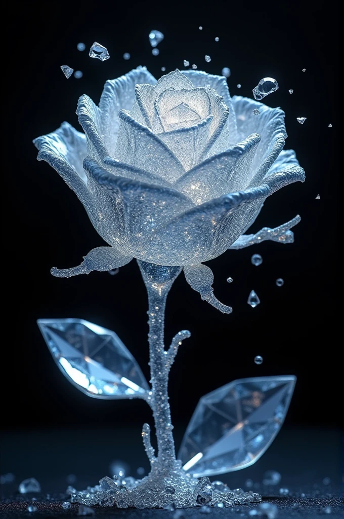 Diamond rose breaking into pieces