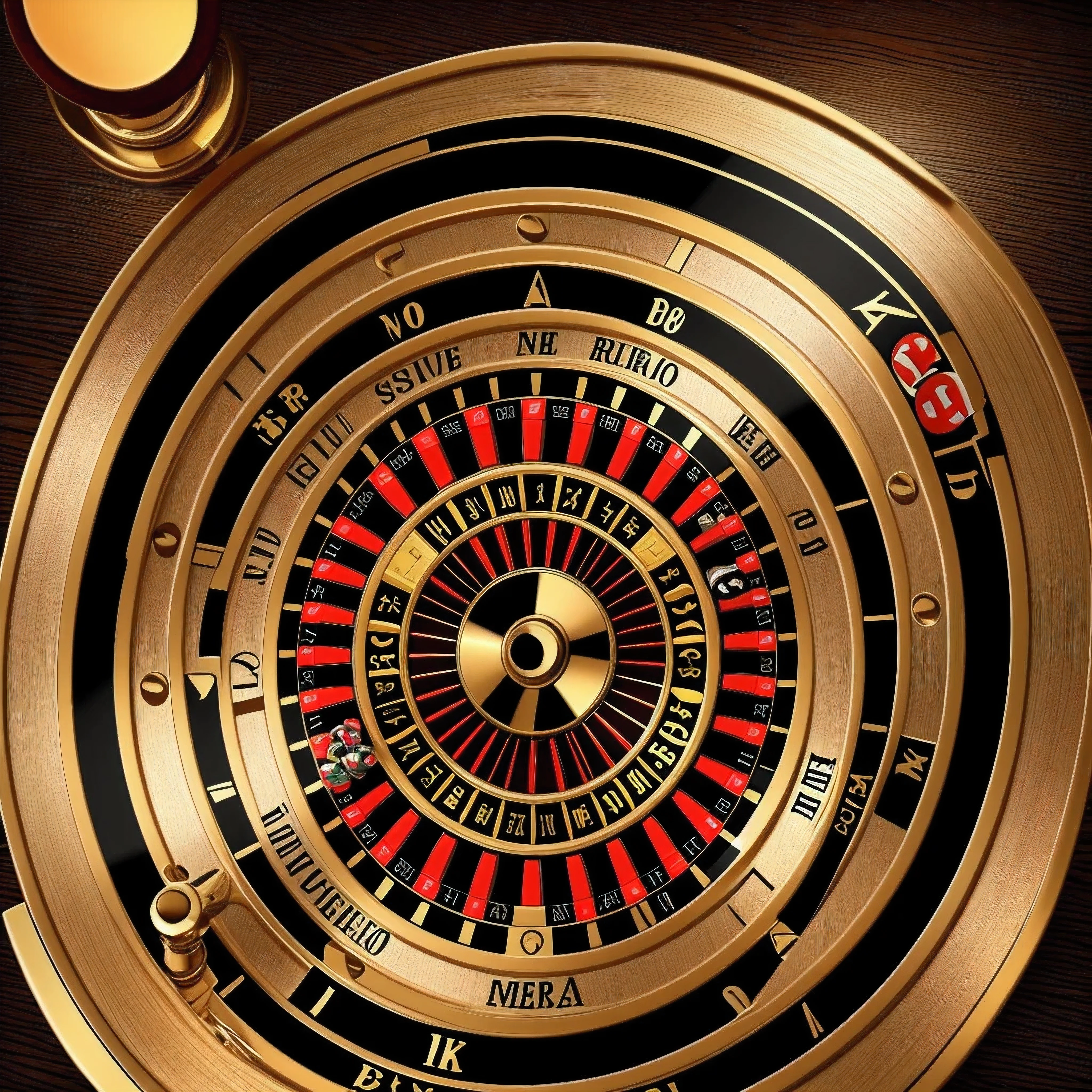 Create a highly detailed image, hyper-realistic 8K of a casino roulette wheel. The roulette wheel must have all numbers labeled in Brazilian Portuguese. Design should be vibrant and visually appealing, with a polished wooden surface, metallic accents and a smooth rotation. Numbers must be clearly visible and arranged in the traditional sequence, ensuring the overall look is luxurious and immersive