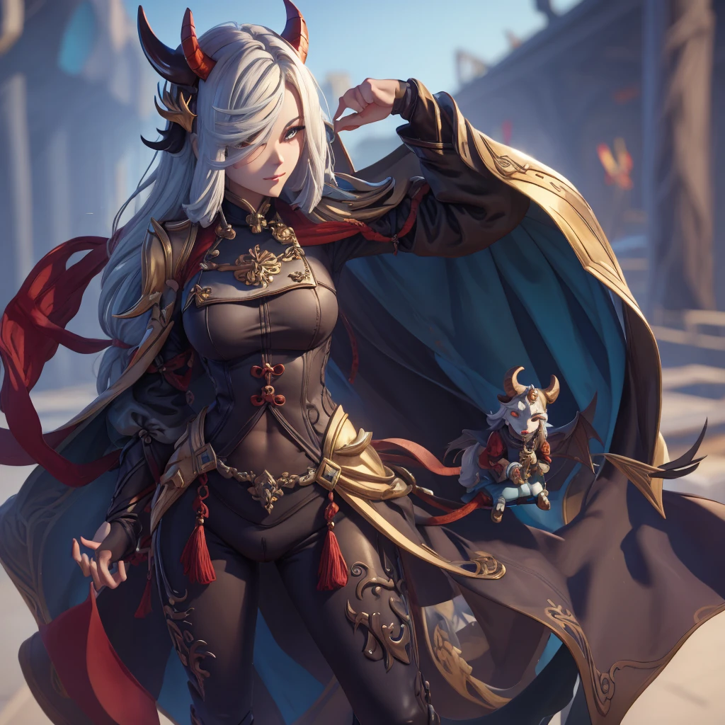 high quality, detailing, icon, Demon figurine