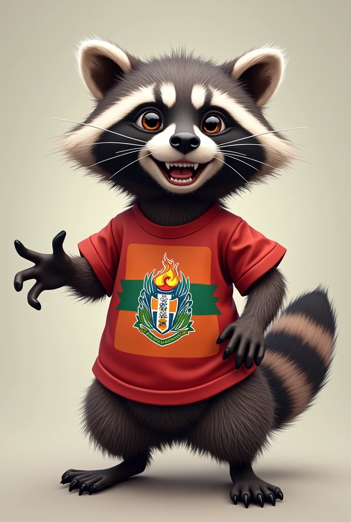 racoon with A Football Club Flamengo Tshirt