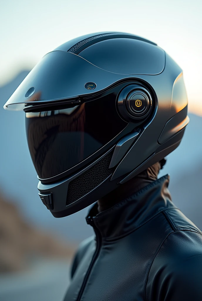 generates an image of a sports helmet, instead of the mica or also called visor, that has a cell phone screen that takes up only half of the visor.