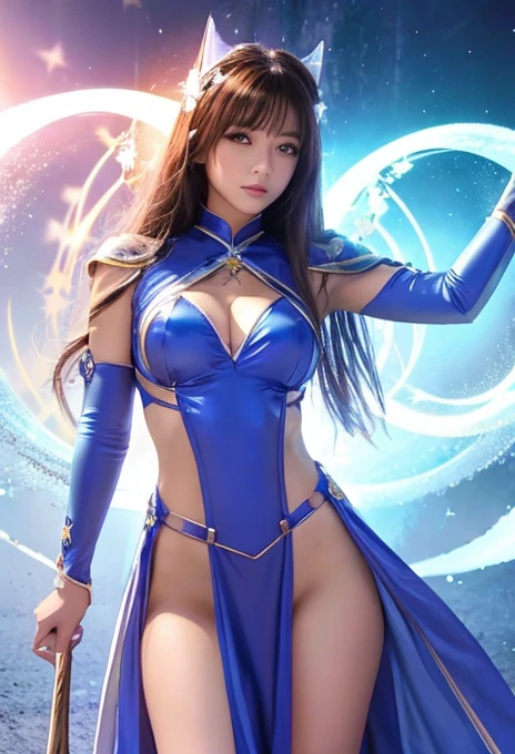 A heroine born from a vortex of light、Wizard、Transparent costume、Crystal clear body