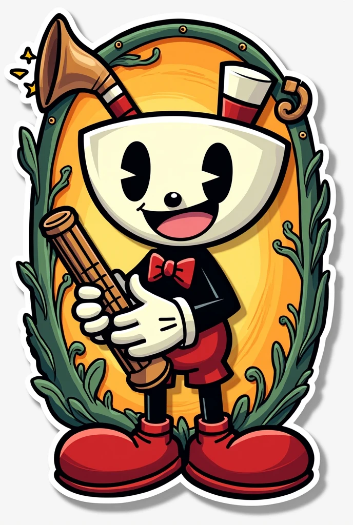 cuphead style recorder sticker
