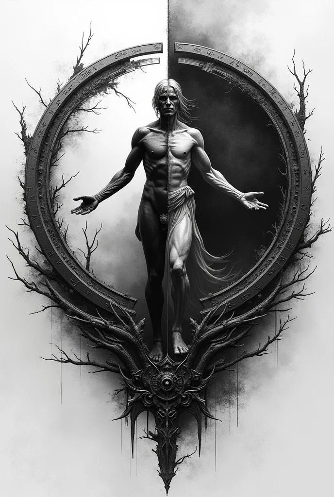 Coin of life and death in black and white
