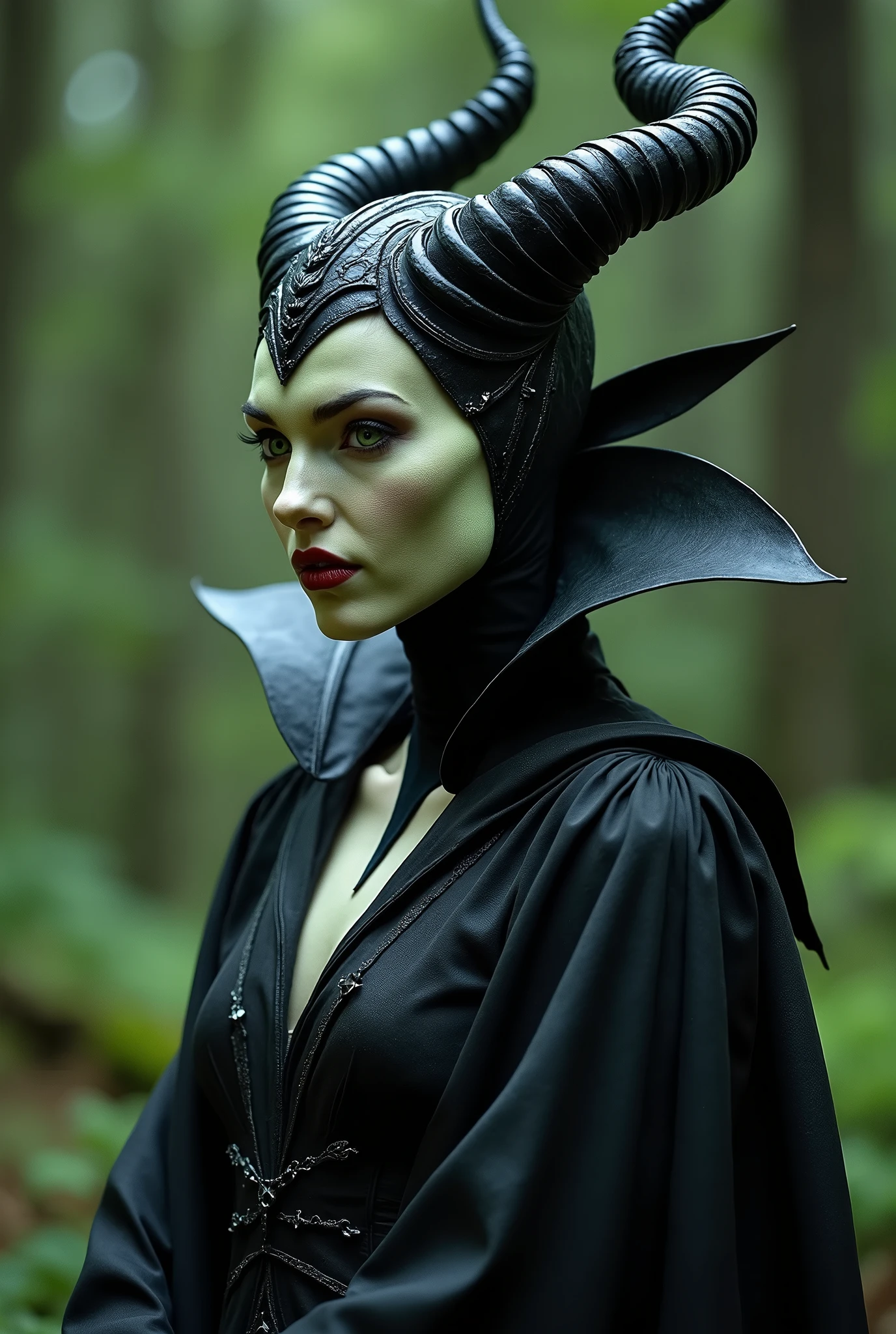 Maleficent in the process of transforming into a dragon, she is not quite human, yet not quite a dragon