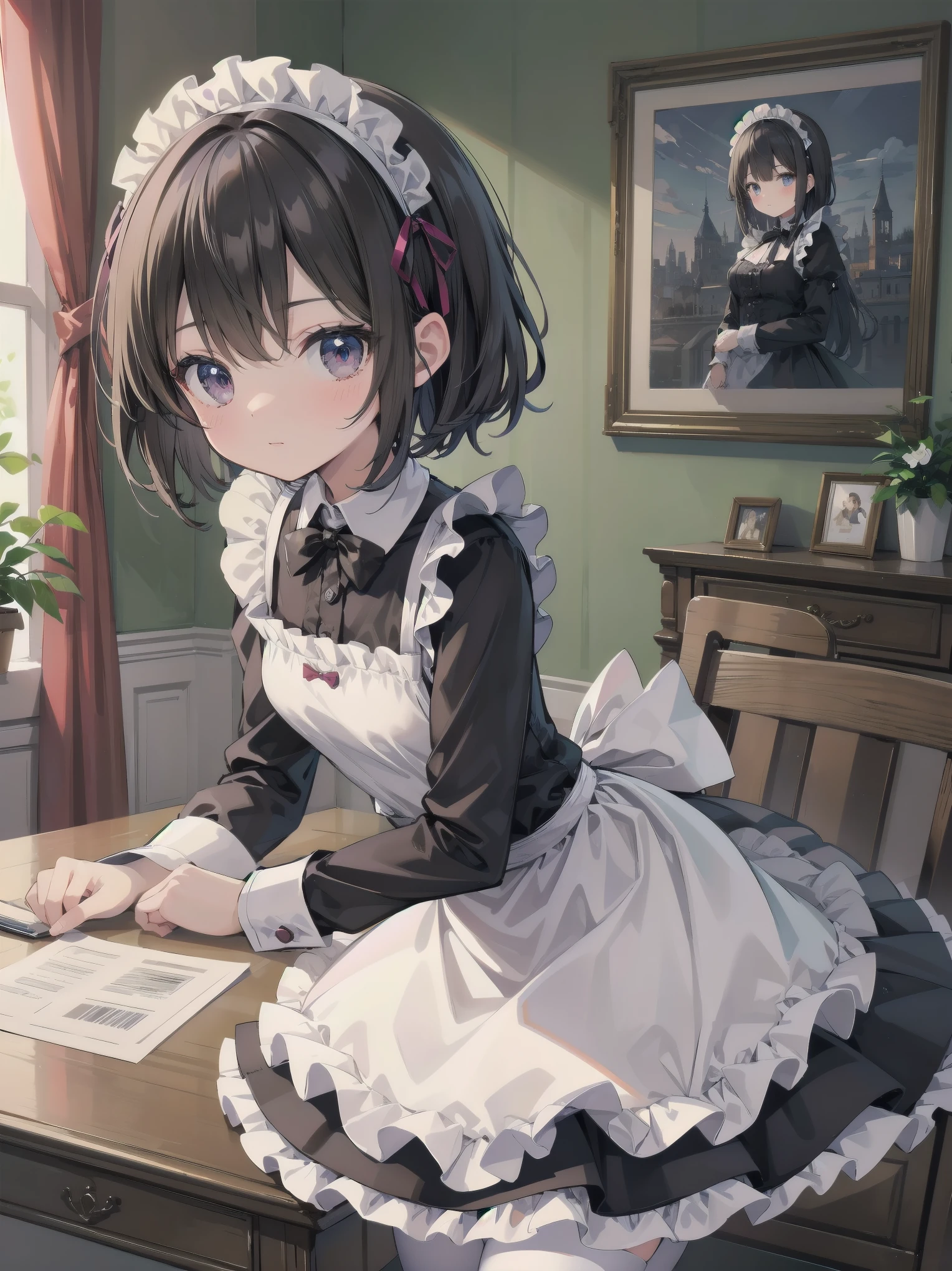 Masterpieces, cute illustration masterpieces, maids in cute poses, traditional maid outfits, solo, girls