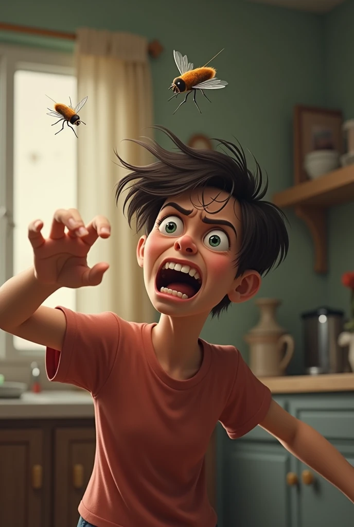person trying to hit a fly