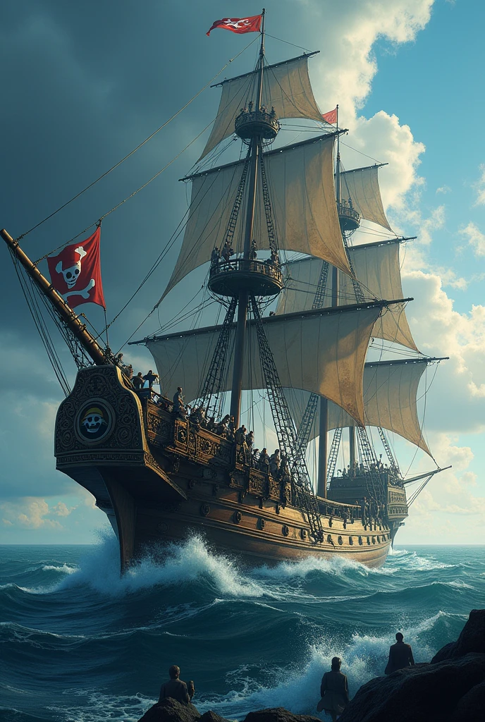 Make a One Piece style boat, make it more serious, make it more in the One Piece style.