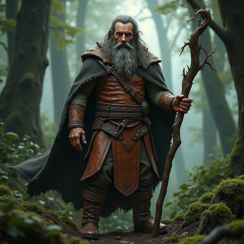 a leather-clad druid wizard