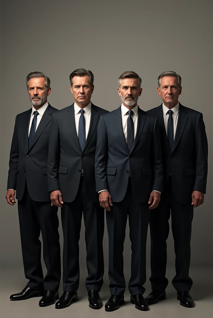 Create a 4 man wearing a suit standing front view 