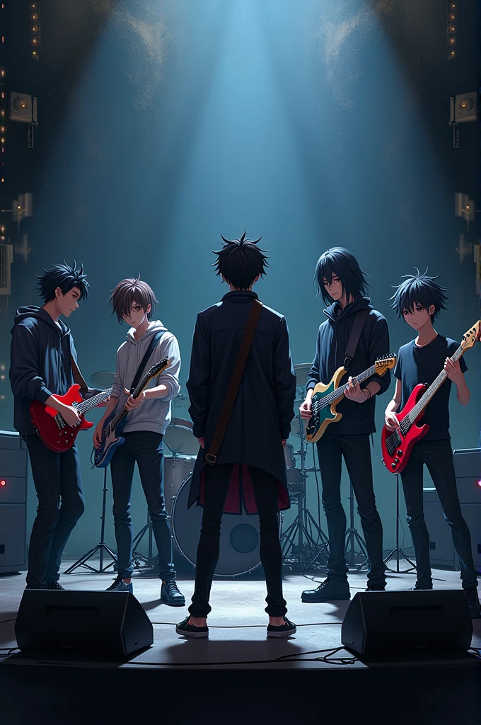 5 rock band with rapper animae dark
