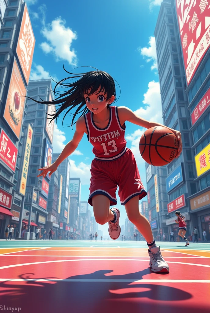 shibuya rin playing basketball