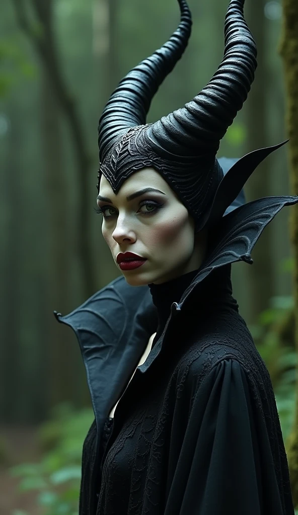 Maleficent in the process of transforming into a dragon, she is not quite human, yet not quite a dragon