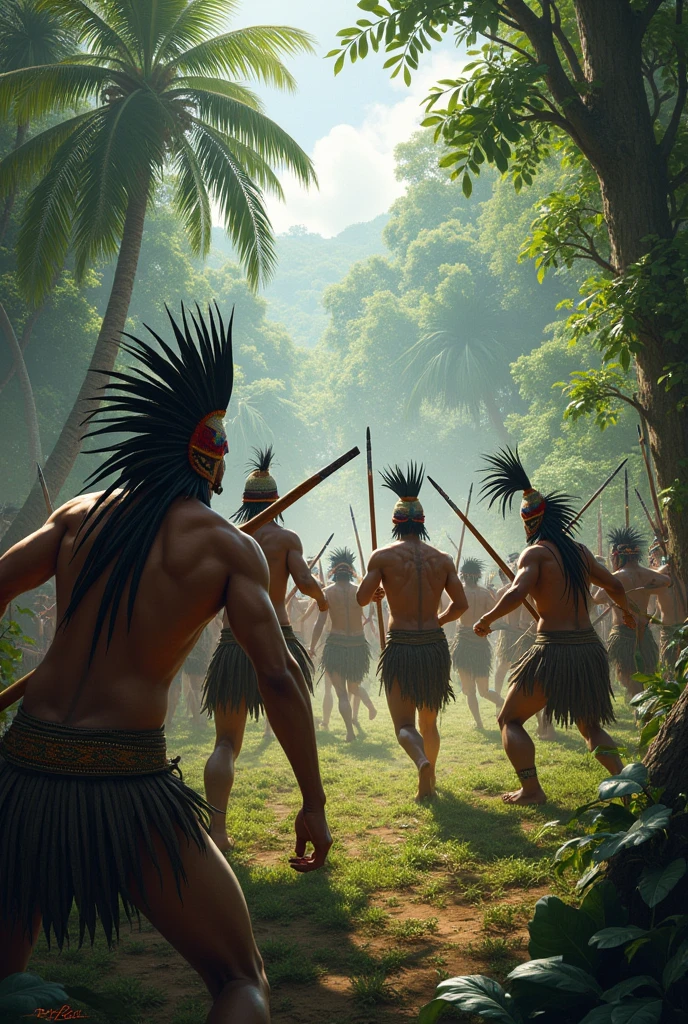 Portuguese invading tribes in Brazil in 1500