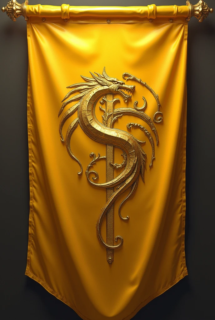 Create a golden flag, writing *Aegon Targaryen I* with Game of Thrones font
