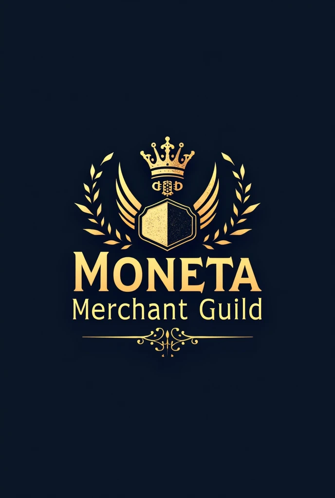 Generate a logo for online shopping telegram group using the name of moneta Merchant Guild and make it eye catching 