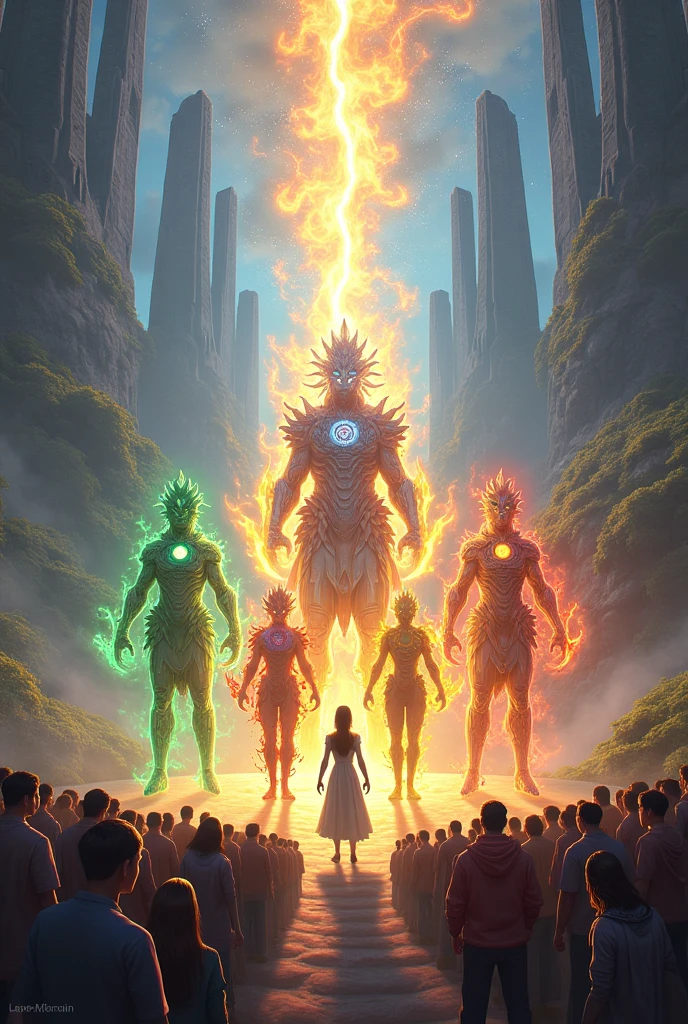 The Guardians of Lumina, eco, Electra, and volt say goodbye to the citizens, who thank them for their help.