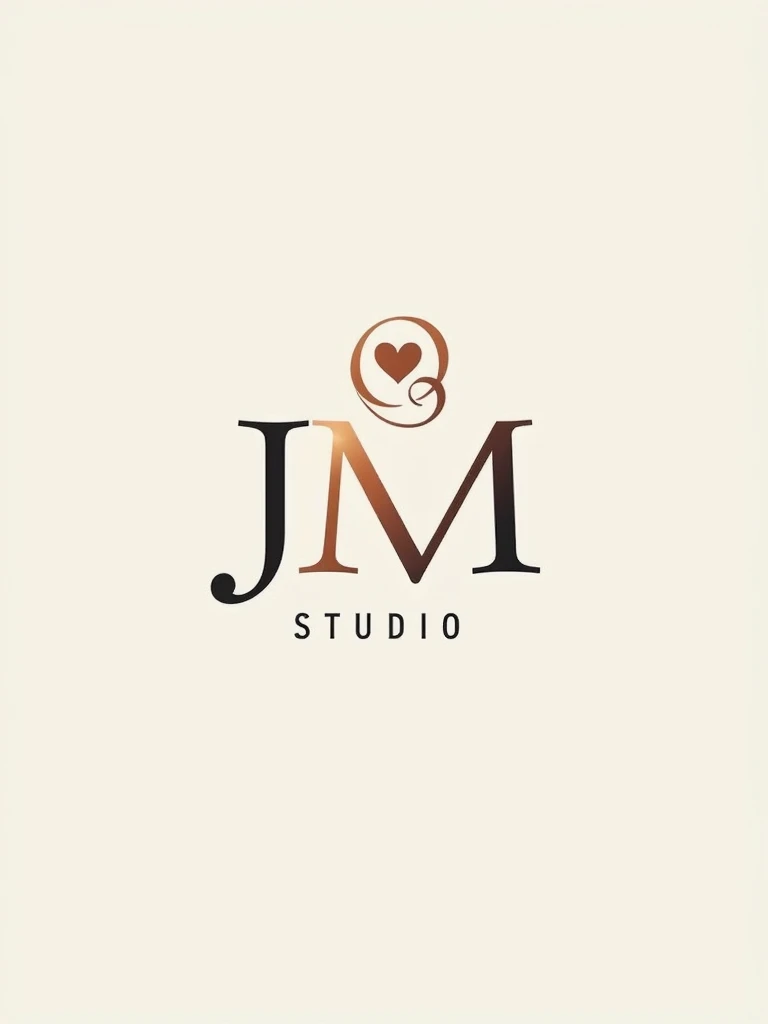 Aqui está o prompt atualizado:
"Create a logo exactly like the provided image, using the same copper color, font style, and layout. The only change should be to replace the letters 'ju' with 'JM'. Keep the word 'STUDIO' and all other design elements, including the arcs and the heart, exactly as they are in the original."