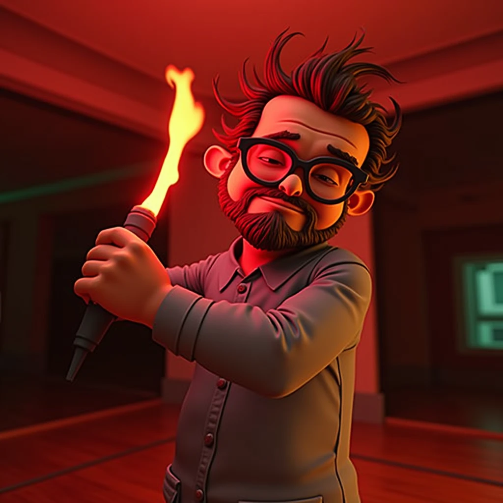 Cartoon character of a man in black glasses and blue shirt, animation character, stylized character, animation style rendering, 3d stylized, Arnold Maya rendering, Stylized 3D rendering, toon render screenshot, 3d character, 3d character, Stylized 3D rendering, 3D character rendering, cartoon character, Personagem de close up, character posing, (Pixar-style) (master part:1.2) (bokeh) (best qualityer) (skin detailed) (detailed texture) (8k) (Argilla) (cinematic lighting) (sharp focus