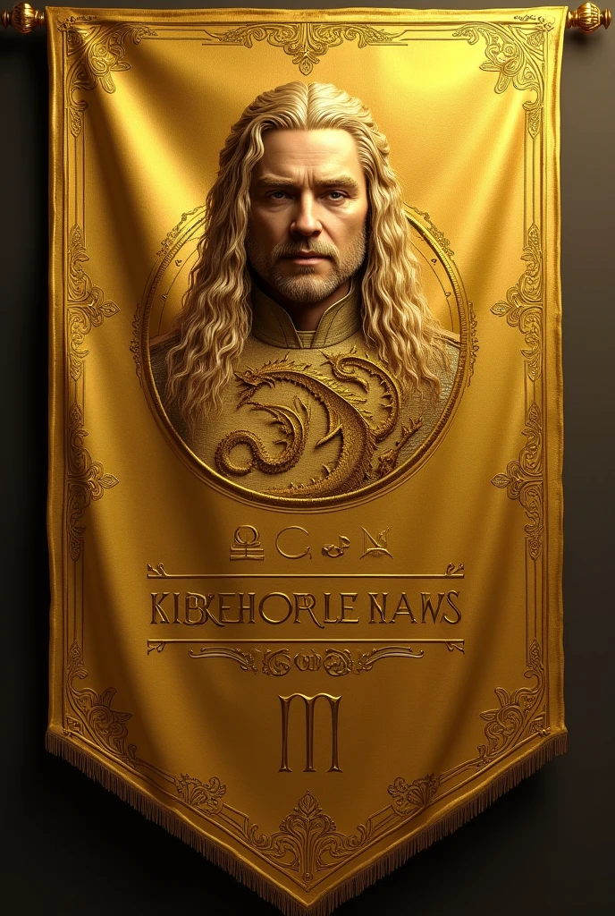 Create a golden banner that says Aegon Targaryen I with the Game of Thrones font 
