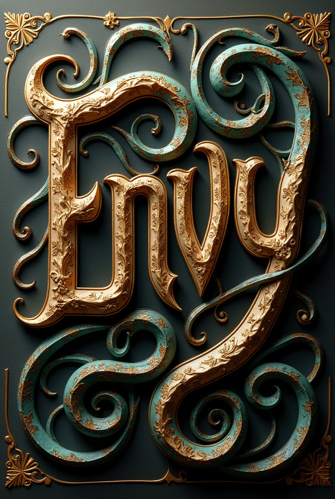 Create the word “envy” in ornamental letters 