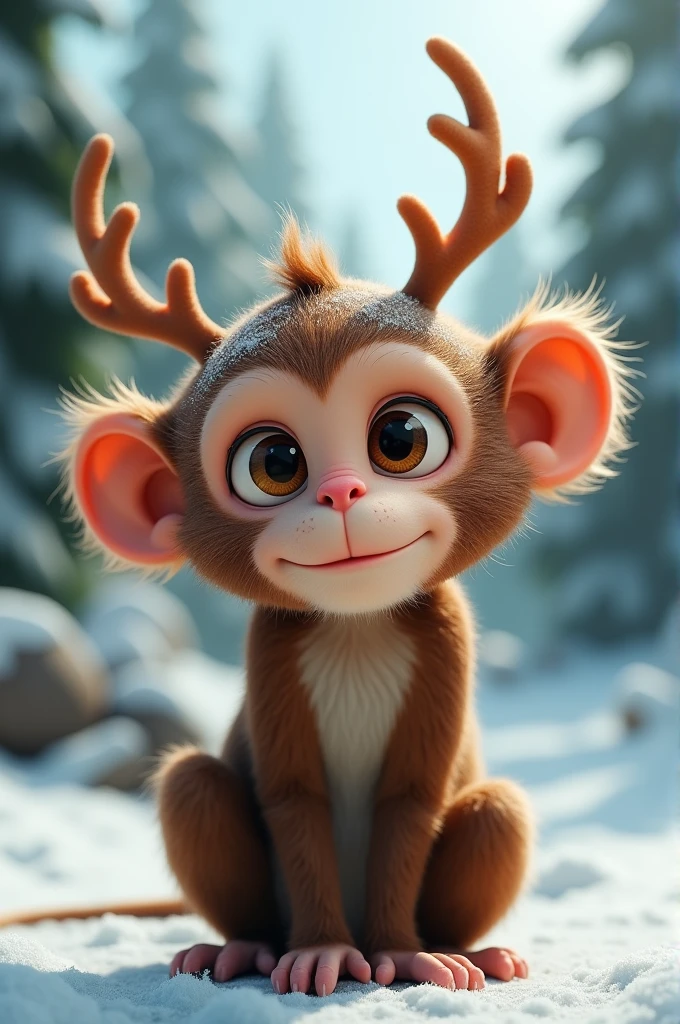 Monkey with reindeer ears
