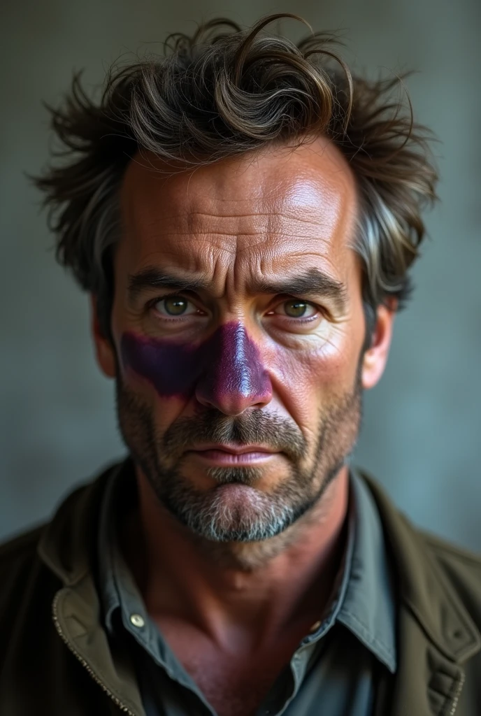 Man with brown hair with a bruise on his nose