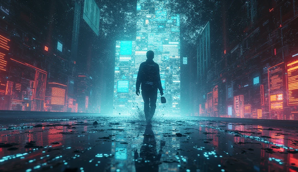 (Glitch Art), holographic, cell phone virus attach