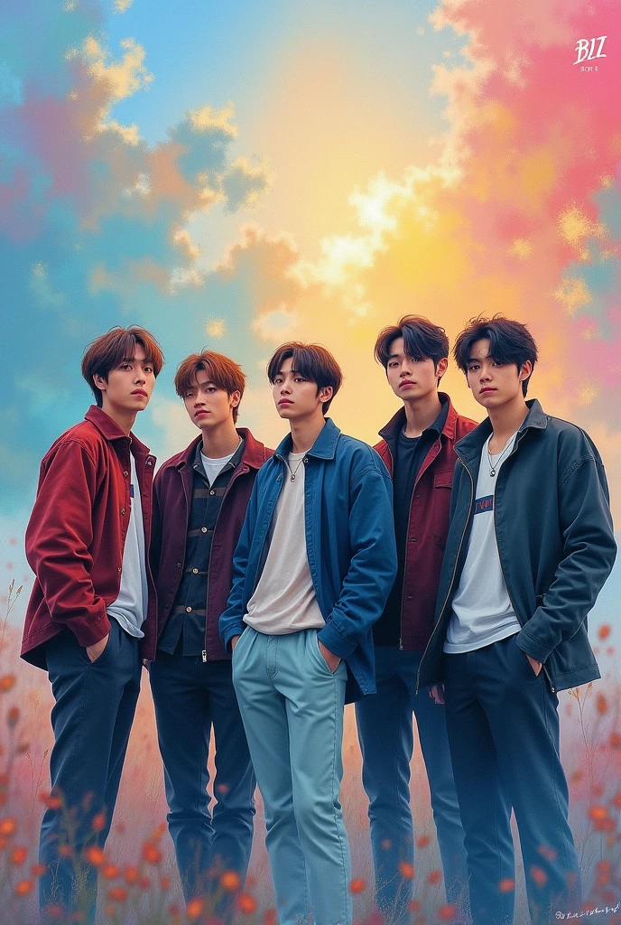 Horizontal image of bts, where it is not explicitly shown in some impressionist art.