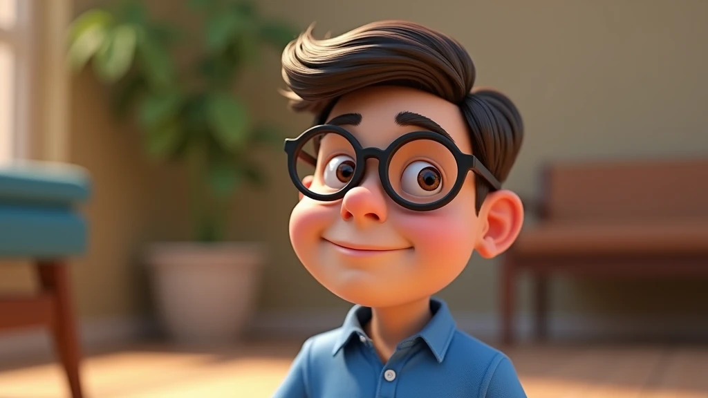 Cartoon character of a man in black glasses and blue shirt, animation character, stylized character, animation style rendering, 3d stylized, Arnold Maya rendering, Stylized 3D rendering, toon render screenshot, 3d character, 3d character, Stylized 3D rendering, 3D character rendering, cartoon character, Personagem de close up, character posing, (Pixar-style) (master part:1.2) (bokeh) (best qualityer) (skin detailed) (detailed texture) (8k) (Argilla) (cinematic lighting) (sharp focus