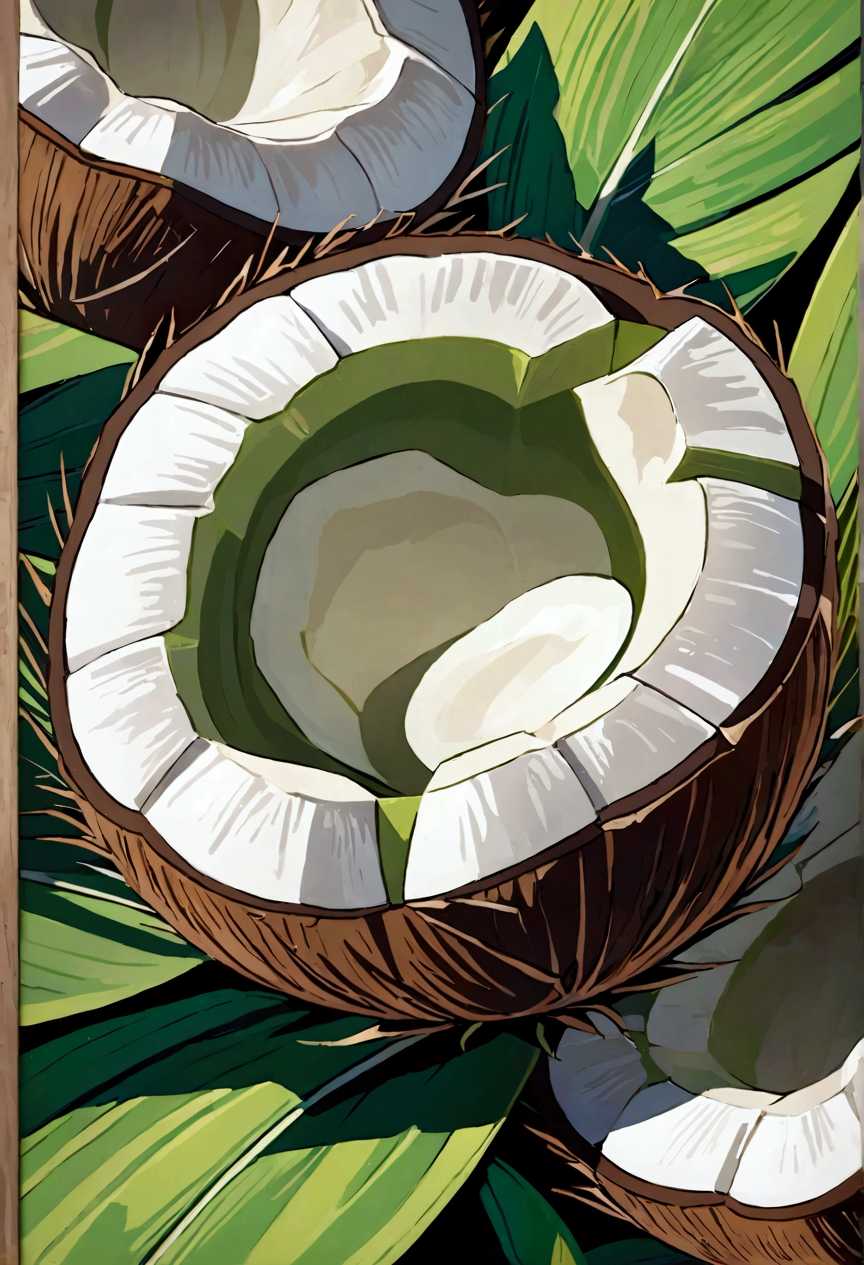 Modern abstract green coconut