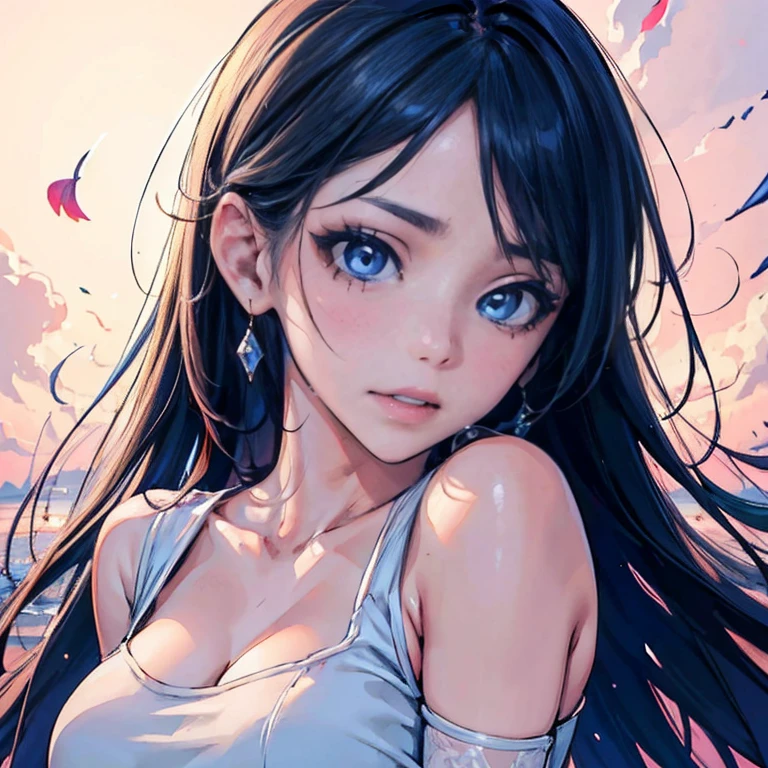 Anime Waifu beautiful detailed eyes, beautiful detailed lips, extremely detailed eyes and face, longeyelashes, 1girl, sensual, young woman, medium breasts, beautiful feminine face, nice thighs, slim, sexy, erotic, beautiful clothes, perfect body, cinematic lighting and framing, (best quality,4k,8k,highres,masterpiece:1.2),ultra-detailed,digital painting,portrait,glamorous,highly detailed,soft lighting,warm color tones masterpiece, High resolution, perfect face, Japan beauties, 30 years old, beautiful face, white background, high school student, skirt, embarrassed look, look at the camera, (top quality eyes), detailed texture, Look at me, Married woman, cool women, ((high resolution eyes)), hentai, from below angle 
