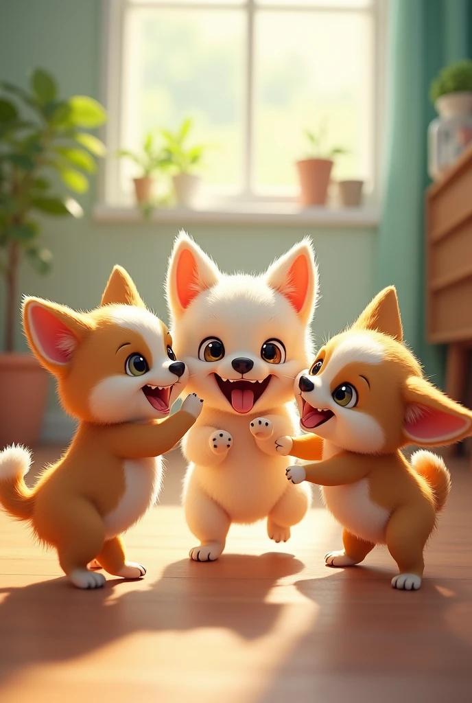 Little dogs showing their teeth