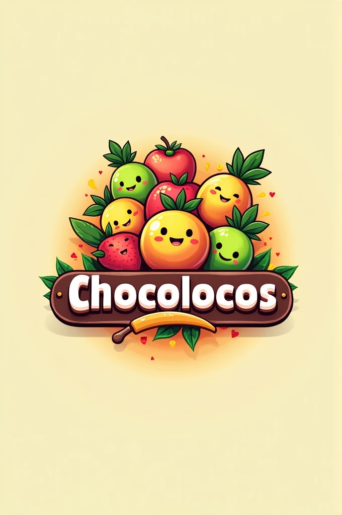 A logo that has fruits and its name is "CHOCOLOCOS"