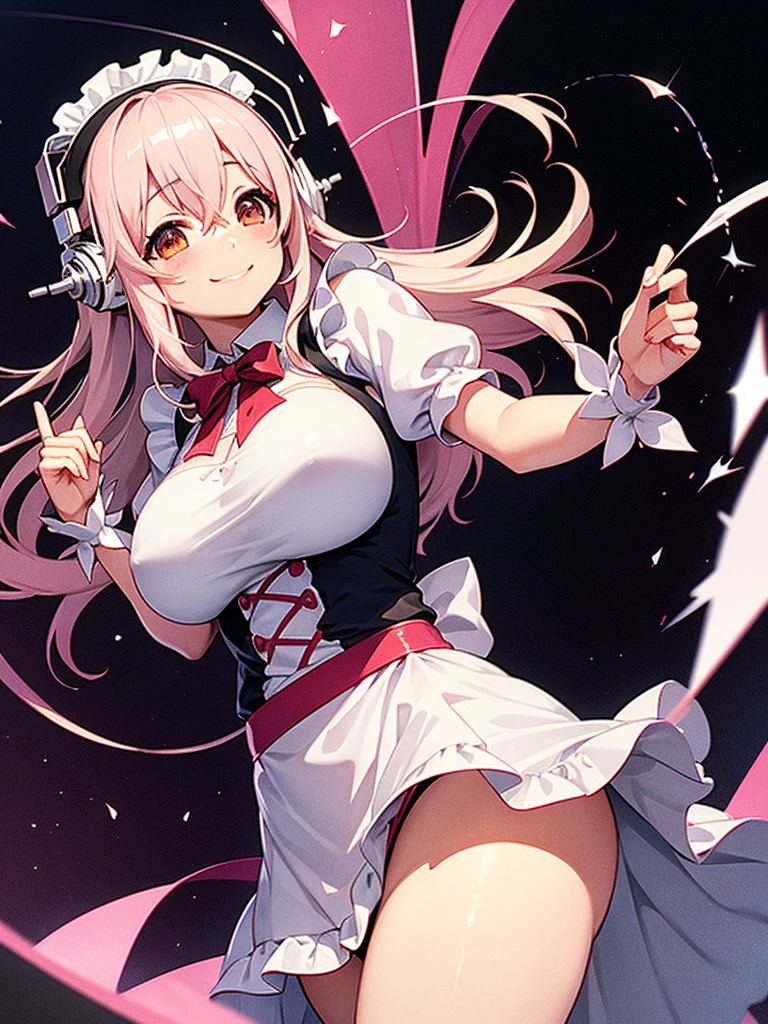 Super Sonico、Large Breasts、Thighs、smile、Maid clothes、