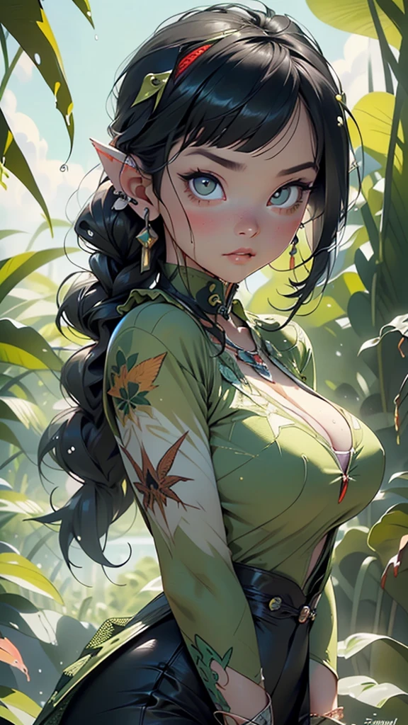 alien girl,(((1girl))),((beautiful alien girl)),
alien fish girl,(huge eyes:1.5),(((ear fins:1.5))),(((scaly skin:1.5))),((monster_girl)),
(((black hair:1.4,straight hair,bangs, frills,long hair:1.4,braids,colored inner hair)))
(glowing eyes, green_eyes:1.0),(((black sclera:1.5))),symmetrical eyes,
(large breasts:1.4),saggy breasts,((colored inner hair)),((fat)),(((lustrous skin:1.5,bright skin: 1.5,skin tanned,shiny skin,very shiny skin,shiny body,plastic glitter skin,exaggerated shiny skin,illuminated skin,wet legs))),(spider lower abdomen,narrow waist,wide hip,athletic body,inflated legs, thick thighs,detailed body,(detailed face)),
(green-yellow scales:1.5,snake scales all over body), (snake scales on breast:1.5),(scales covering her chest:1.4),
cute,slutty,sensual,seductive look,seductive,((erotic)),opulent,sumptuous,longingly,((nsfw)),
queen,goddess,fantasy,(((wearing an extremely detailed BZCC costume in textured green colors, with a marijuana headdress on the head and carnival wings on the back of the body,cempasuchil flower necklace))),((huge cleavage)),(((wet body,wet clothes,wet hair,intricate outfit,intricate clothes,ornate outfit,ornate clothes))),
(dynamic pose:1.0),embarrassed,(centered,scale to fit dimensions,Rule of thirds),
((Sky, Sea, clouds,)), with dark stormy clouds,((beach scenery,intricate scenery)),
(Glossy mexican ornaments),highres,sharp focus,(ultra detailed,extremely detailed),(photorealistic artwork:1.37),(extremely detailed CG unity 8k wallpaper),(((vibrant colors,vibrant theme))),(intricate),(masterpiece),(best quality),artistic photography,(photography taken by sldr),(intricate background),perfect rendered face,perfect face details,realistic face,photo realistic,((intricate detail)),(((realism))),