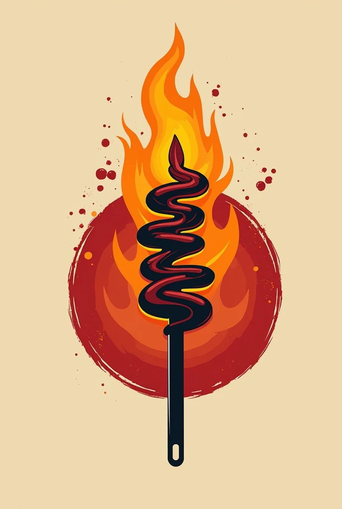 Logo for a grilled skewer restaurant Name of the restaurant fire and skewer