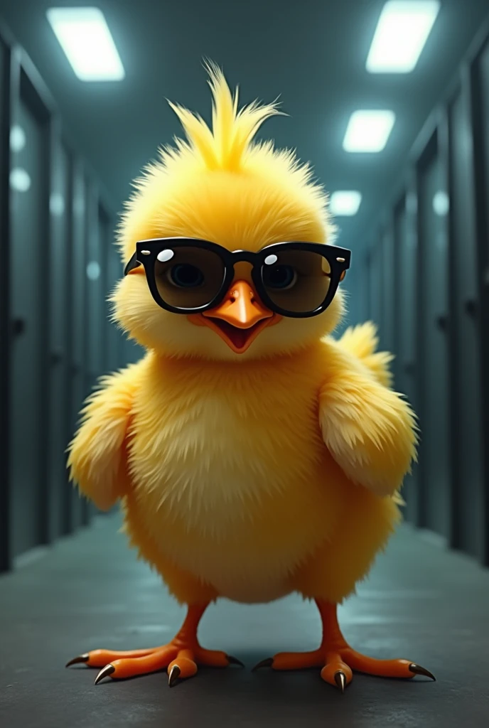 little chicken chick with black sunglasses, arrested