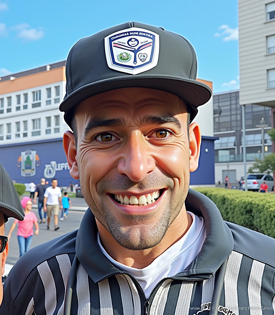 A very funny caricature of Pinocchio, with a very big head, thin legs, and big hands, wearing the black and white striped jersey of Clube Atlético Mineiro and playing soccer. The background should be completely white.