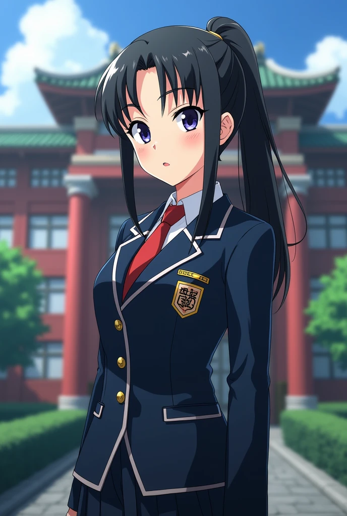 Screenshot of a girl wearing the Jujutsu Kaisen Metropolitan School of Sorcery uniform