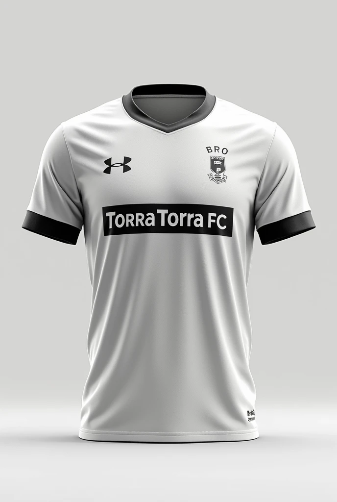 Create an image of an interclass jersey Team name Torra-Torra FC Color white and black