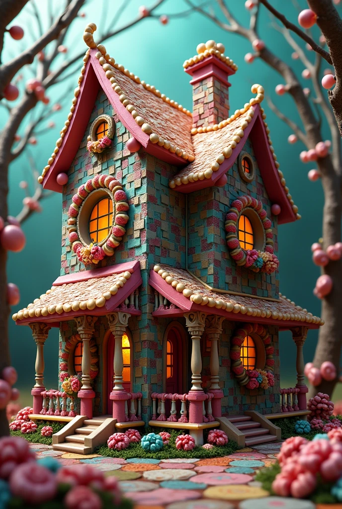 high quality ,house made of candy, a little dark inside