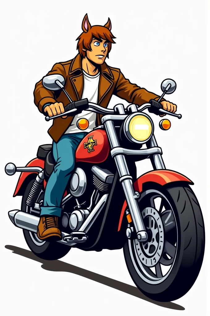 Logo of Shaggy from Scooby Doo riding a motorcycle