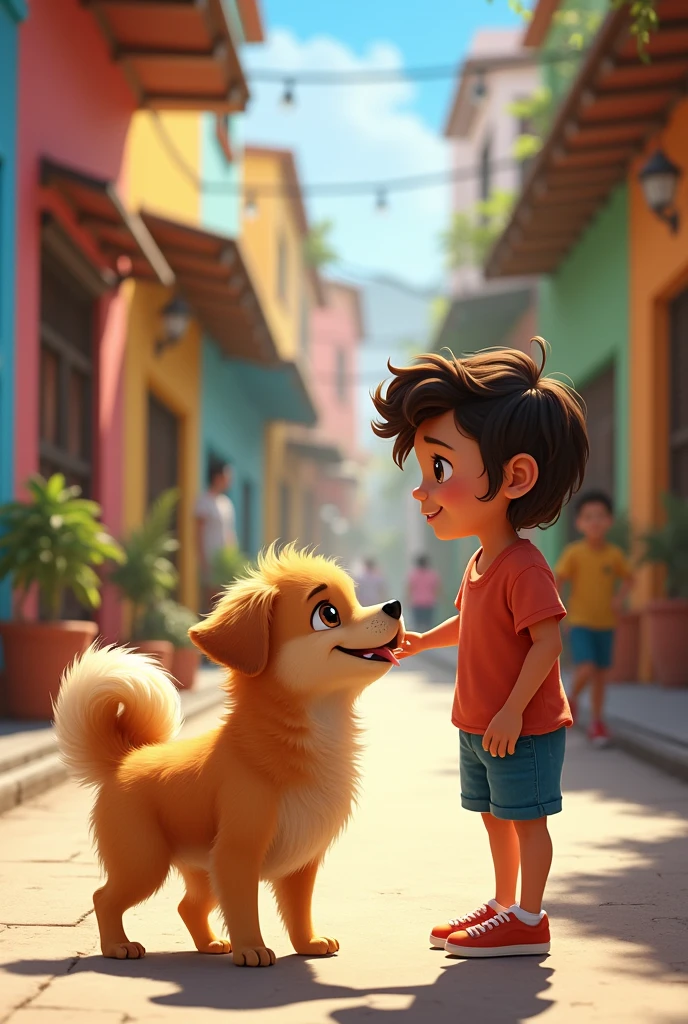 A cute little dog on the streets of Salvador Bahia, finding a dog that is also cute and from Bahia, showing in their reactions that they have found love