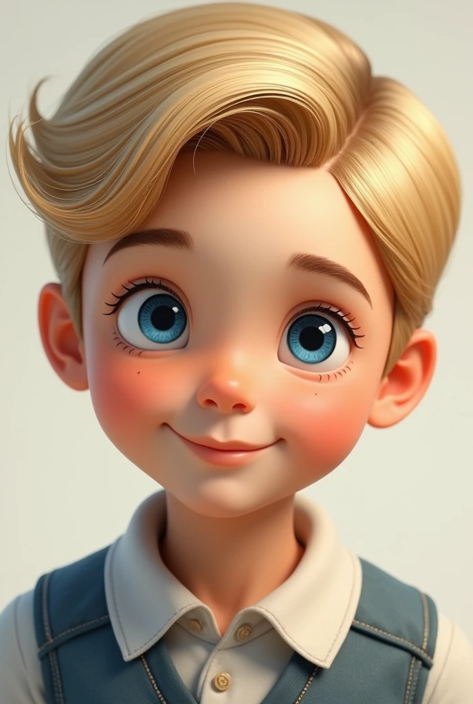 Kid  boy with blonde hair with blue eye The side-parted comb-over