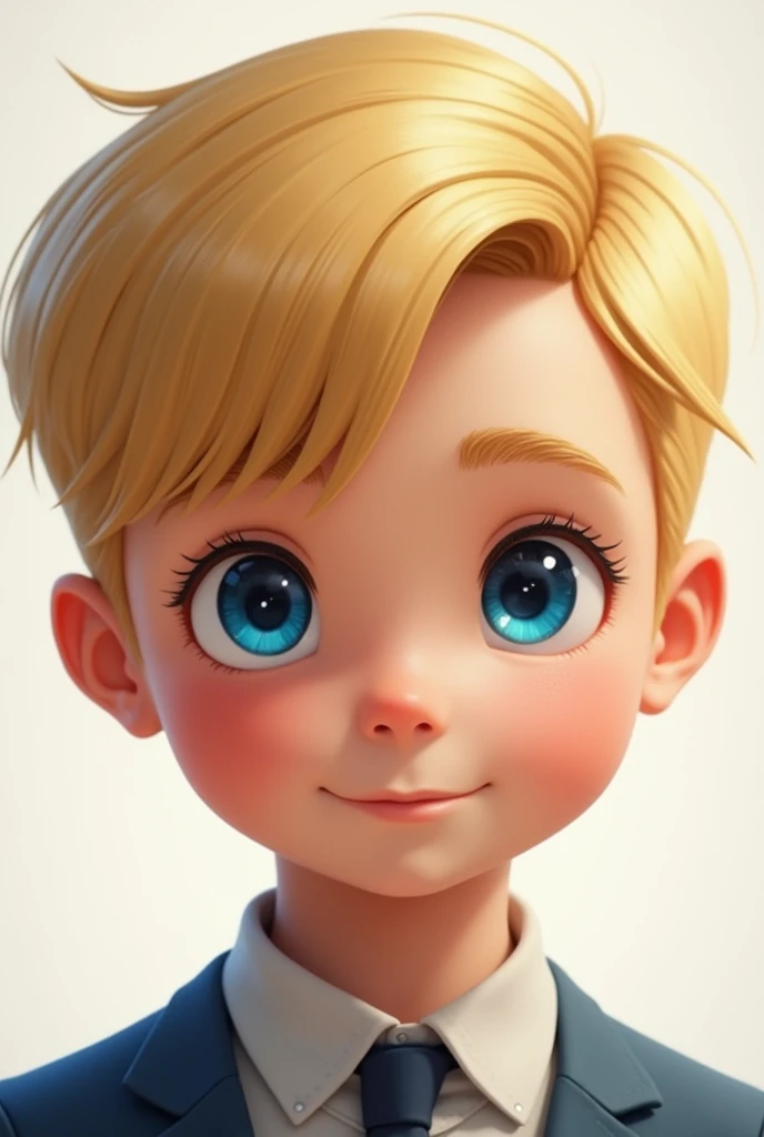 Kid boy with blonde hair with blue eye The side-parted comb-over