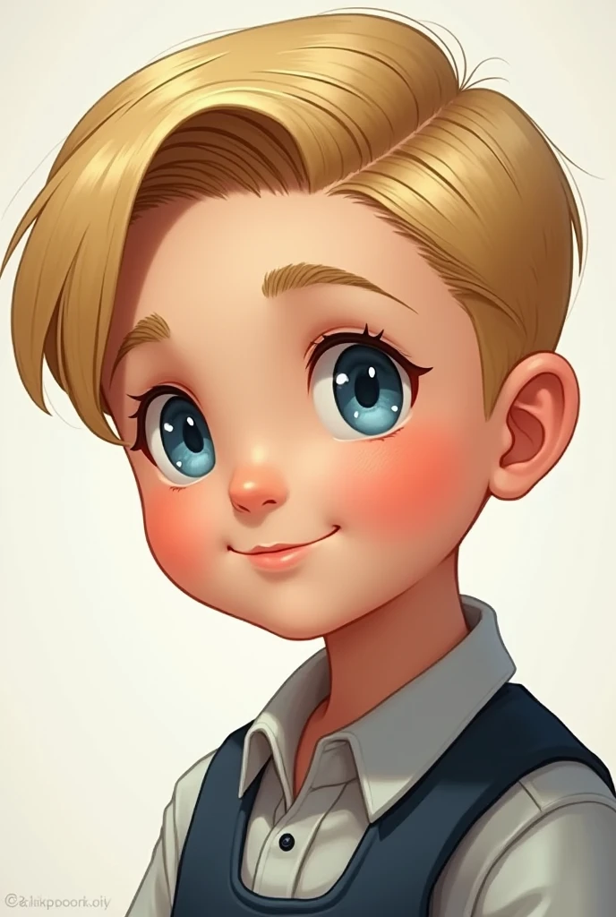 Kid boy with blonde hair with blue eye The side-parted comb-over