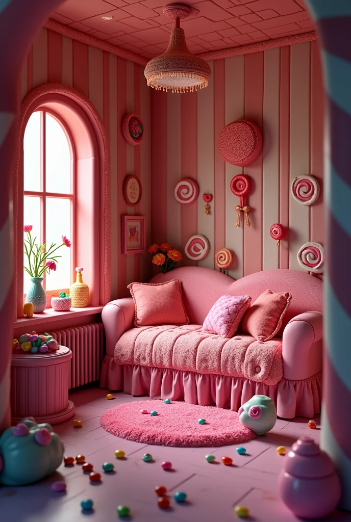 high quality ,room in a house made of candy, a little dark inside 
