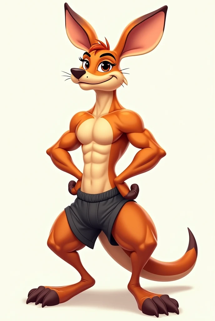 Make a cartoon style sporty kangaroo with its legs set like it is in real life, Don't do it moving, leave it I want and let it be male