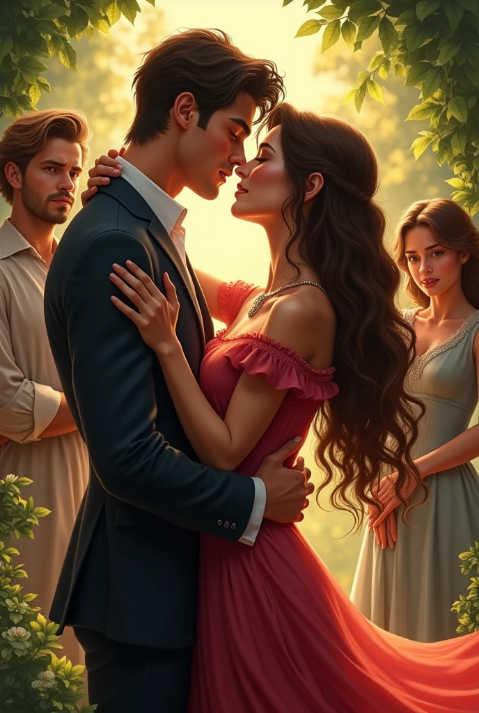 Ana Clara kissing Felipe and Emanuele proudly in the background and Duda crying with anger